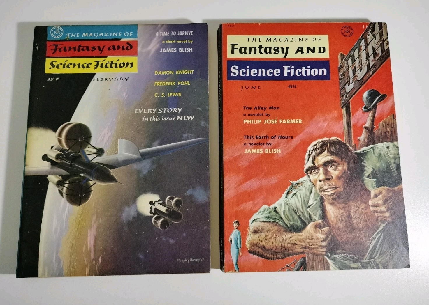 2) JAMES BLISH 1956 1959 Magazine Of Fantasy and Science Fiction VINTAGE SCI-FI
