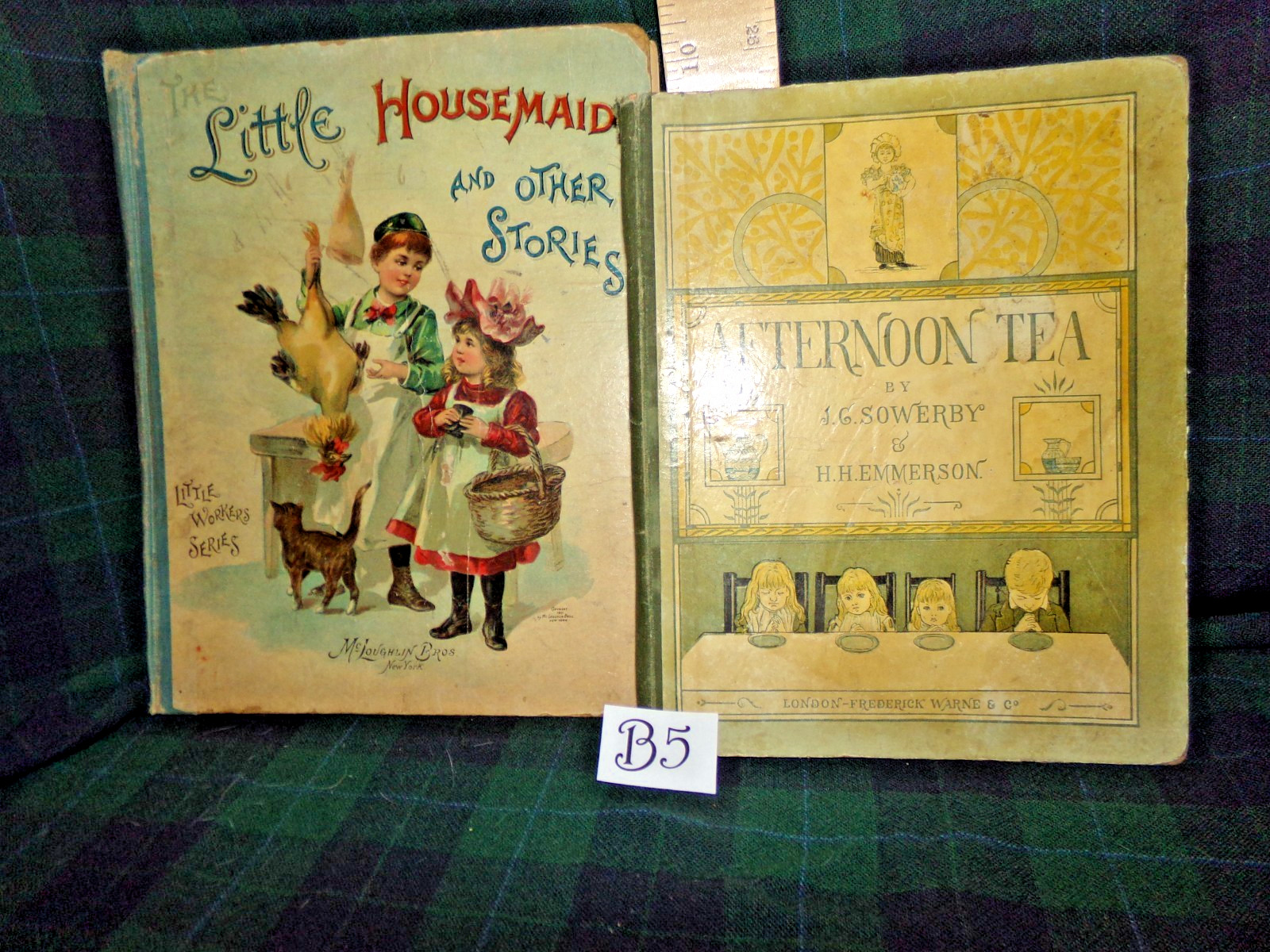 Antique 1890s Victorian Child Books 2p Housemaids, Afternoon Tea Sowerby B5