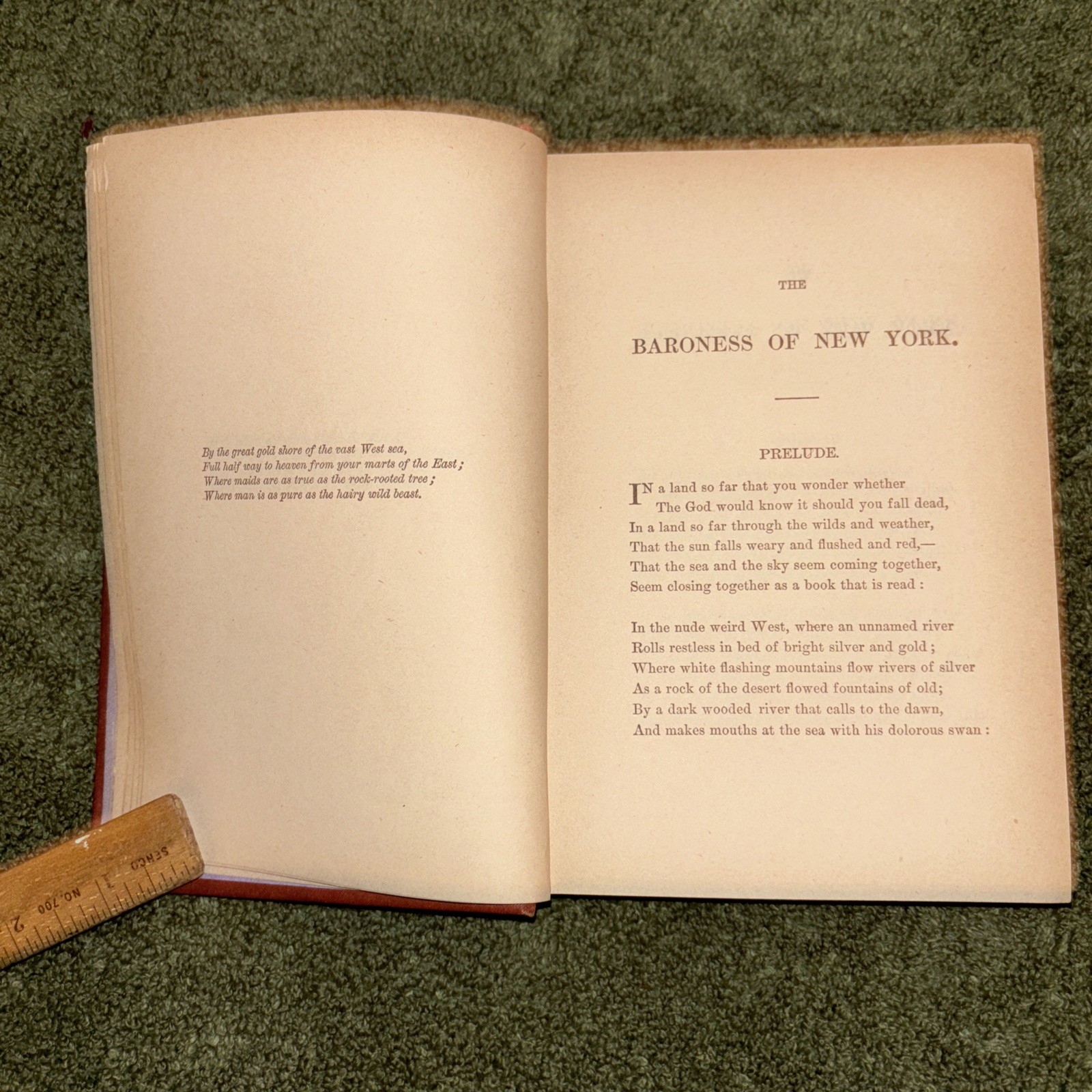 Antique 1877 Book: The Baroness of New York by Joaquin Miller