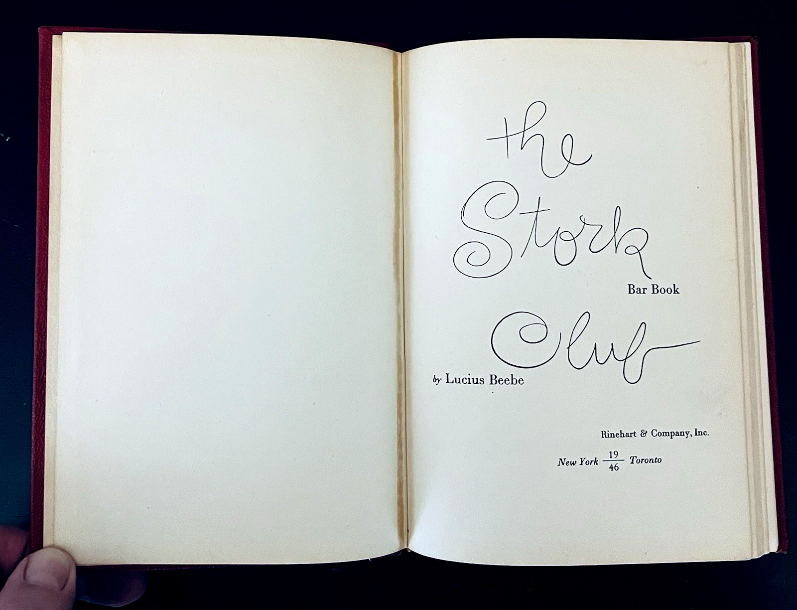 1946 THE STORK CLUB NYC BAR BOOK by Lucius Beebe Mixed Drink Cocktail Recipes