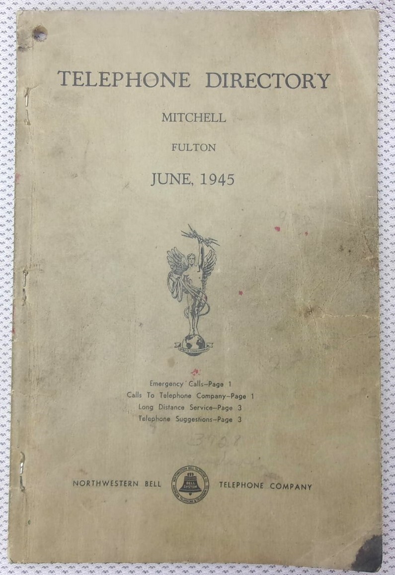 1945 Telephone Directory MITCHELL & Fulton South Dakota Phone Book Vintage