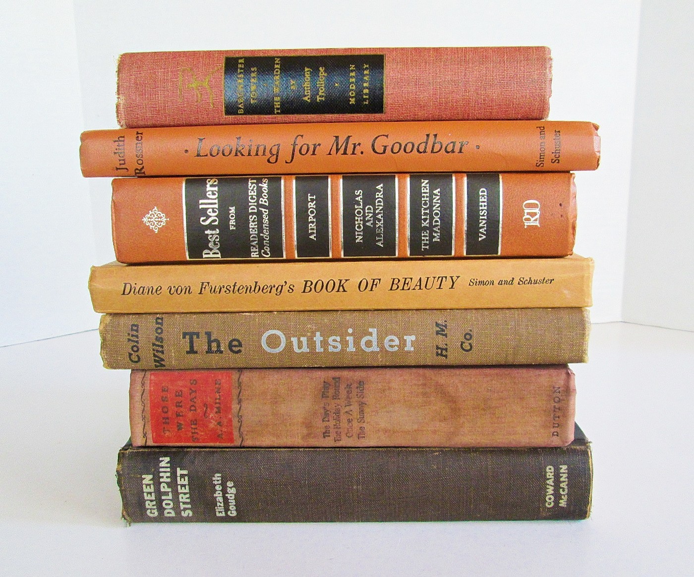 Antique Vintage Brown Rust Book Decor Staging, Lot of 7 Hardcover