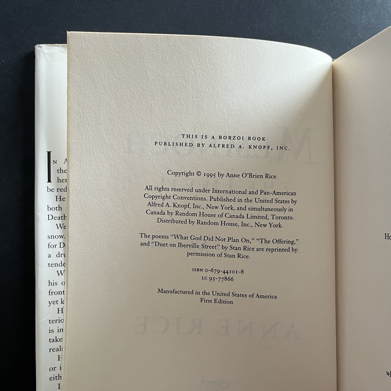 Memnoch the Devil Vampire Chronicles Anne Rice Signed to Anne 1995 First Edition