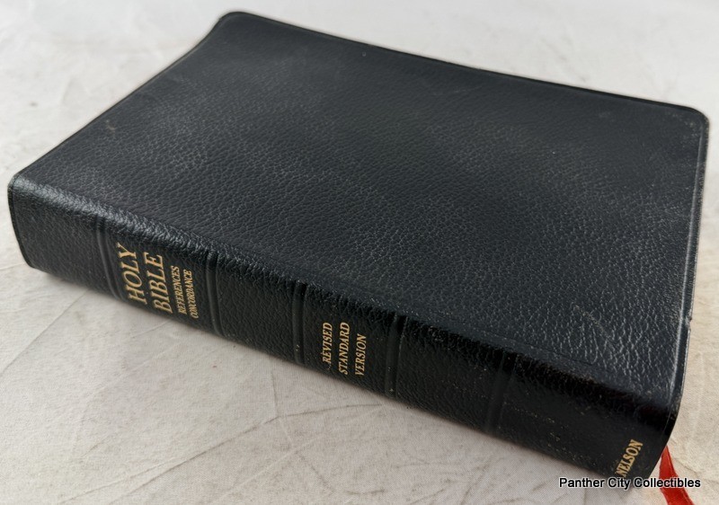 1959 Vintage Black Leather Holy Bible RSV Nelson References Concordance