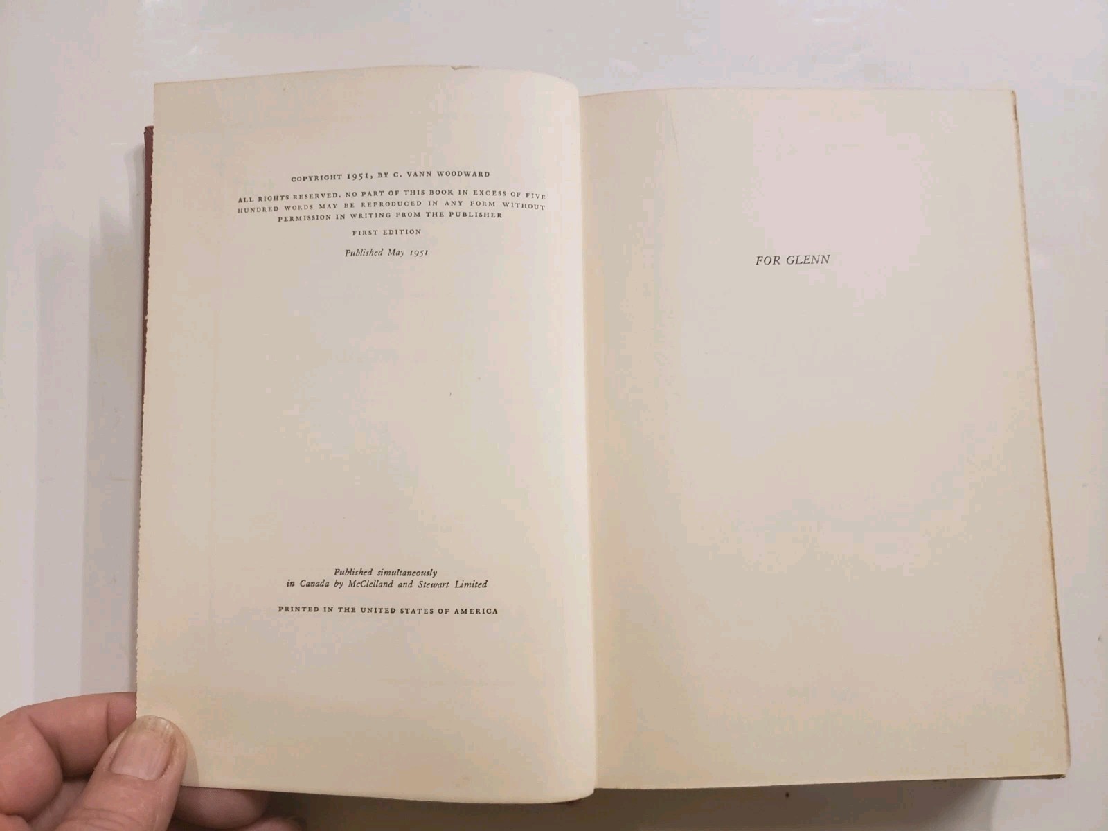 Reunion and Reaction The Compromise 1877 Reconstruction Woodward 1951 First Ed.