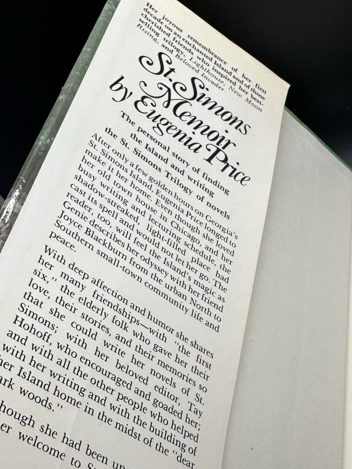St. Simons Memoir By Eugenia Price Hardcover First Edition 1978 Signed By Author