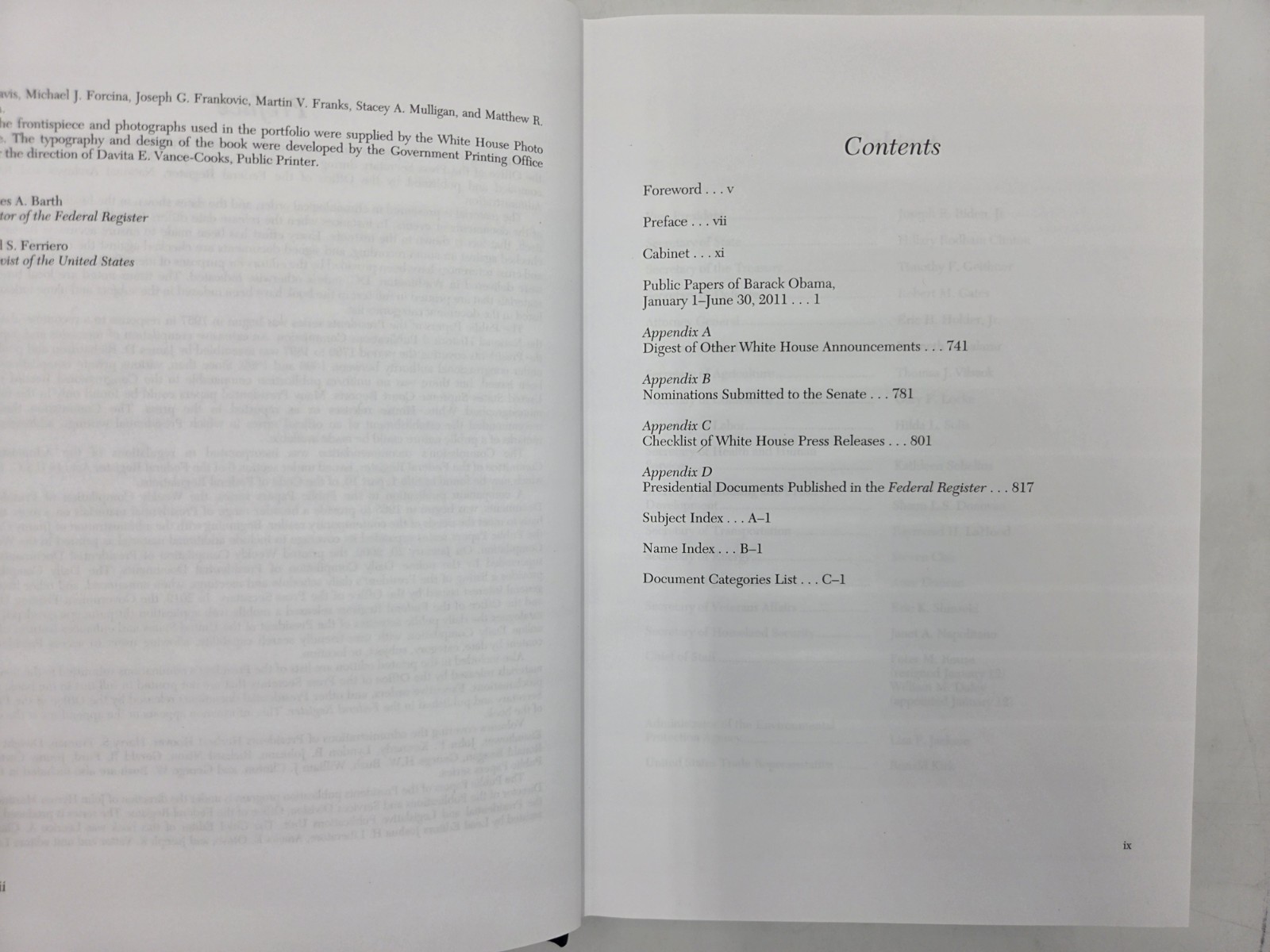 Public Papers Of The Presidents Barack Obama 2011 2 Volumes Set #’s I & II HC