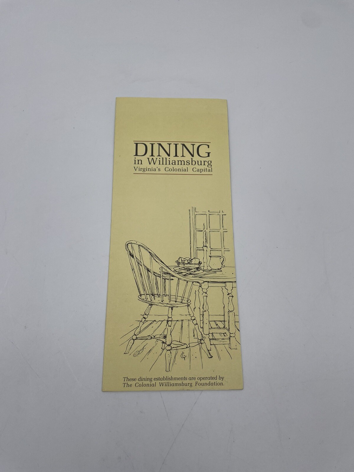 1986 Brochure Dining In Colonial Williamsburg Virginia With Map