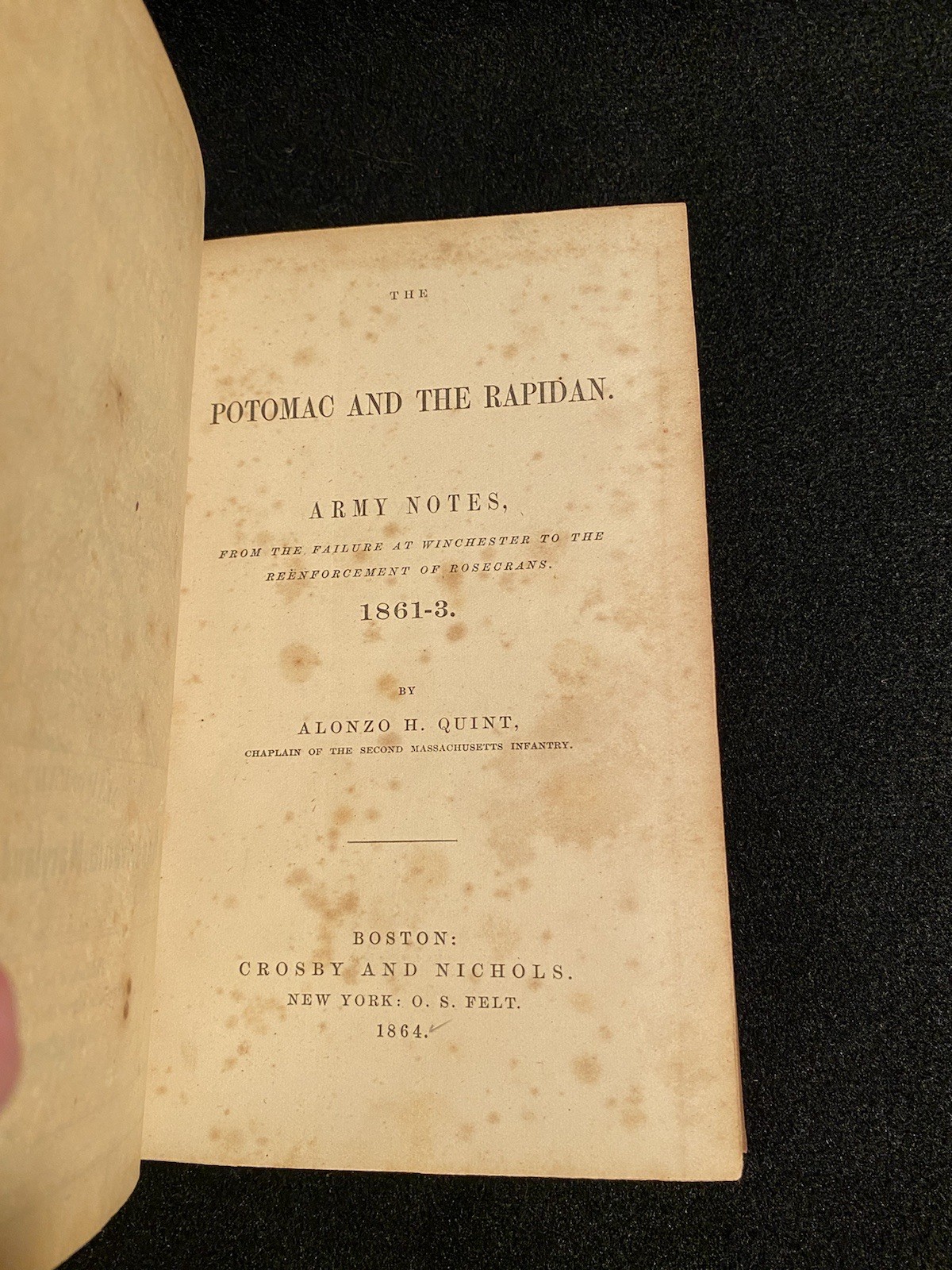 The Potomac And The Rapidan 1864 1st Ed. Army Notes Fold Out Map Alonzo H Quint