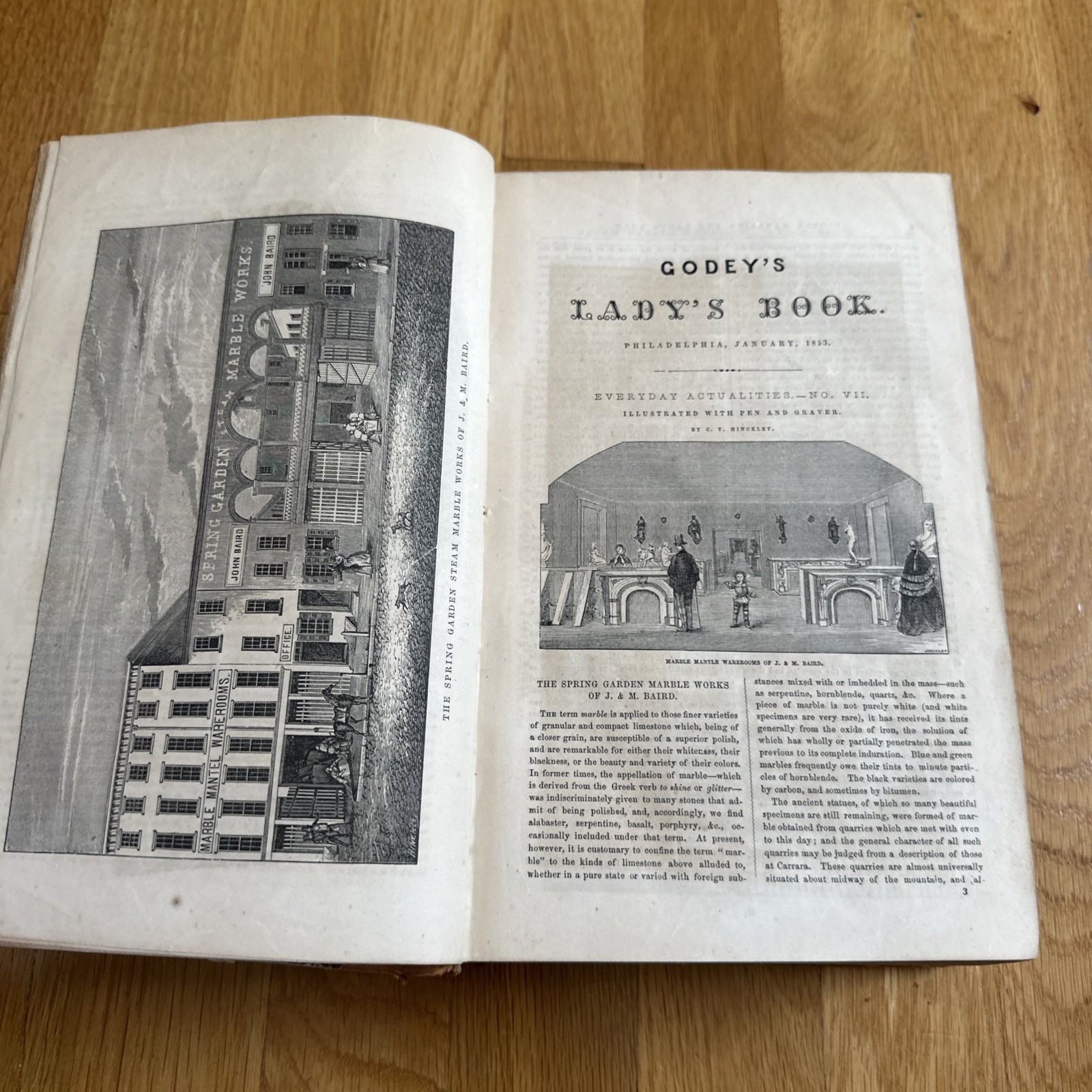 1853 GODEY’S LADY’S BOOK HARDCOVER WOMEN’S FASHION COLOR ENGRAVINGS