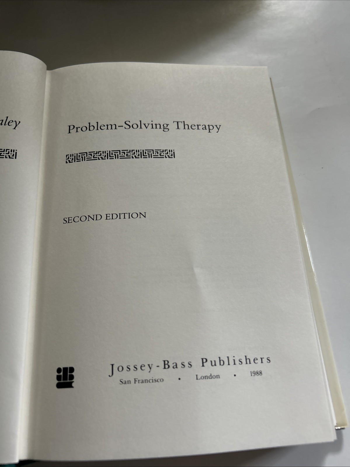 Problem Solving Therapy by Jay Haley HC/DJ 2nd Edition 2nd Print 1988