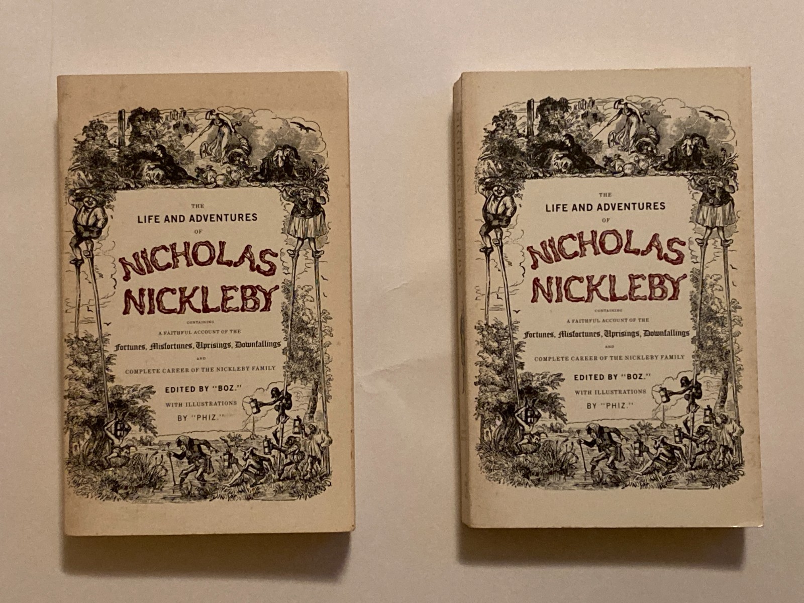 The Life and Adventures of Nicholas Nickleby; 2 Volume Facsimile Set, VG+ PB’s