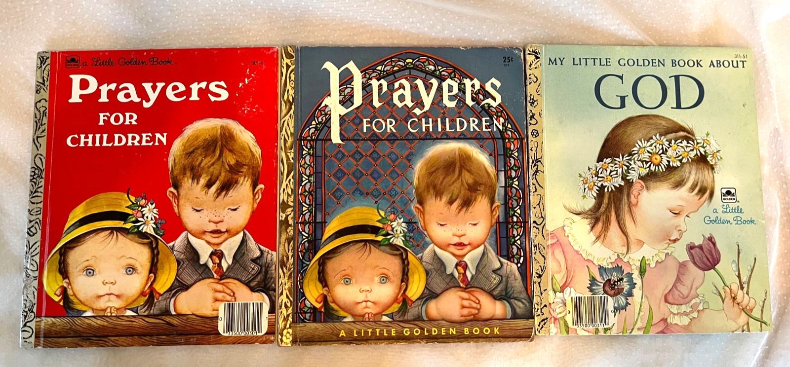 3 Vintage Little golden Books About God and Prayers for Children, Eloise Wilkin