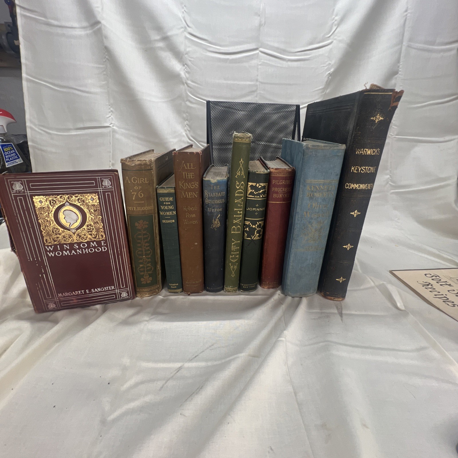Antique Decor Books Lot Vintage Gilded Spine Stack of 9 + 1 Cottagecore