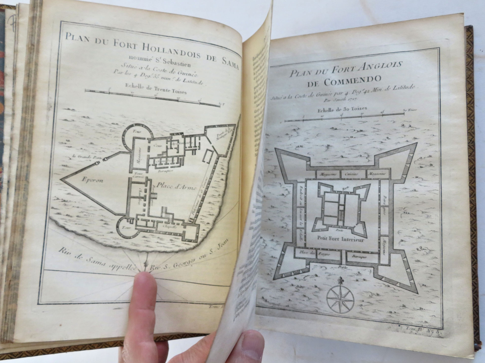 West Africa Ivory Coast Exploration History Voyages 1747 leather book 35 plates