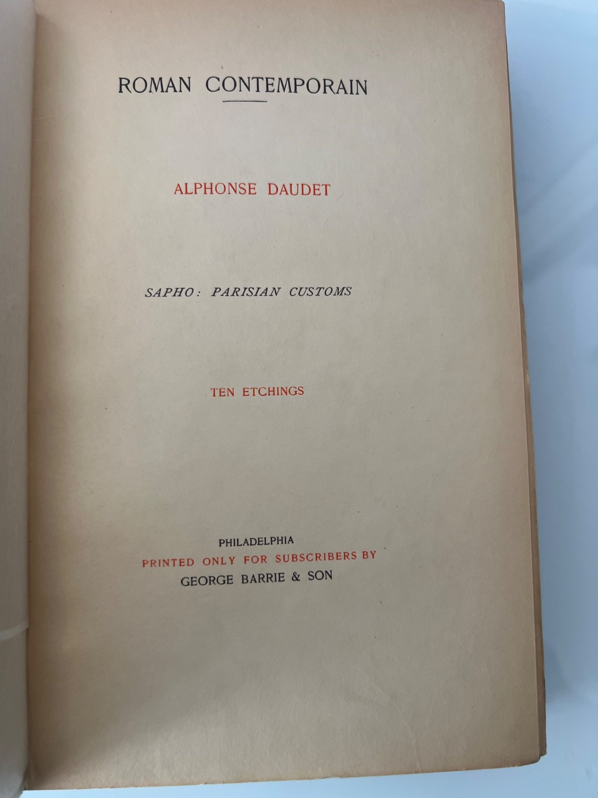 Alphonse Daudet Sapho: Parisian Customs Roman Contemporain Realists Vol 5 Ltd Ed