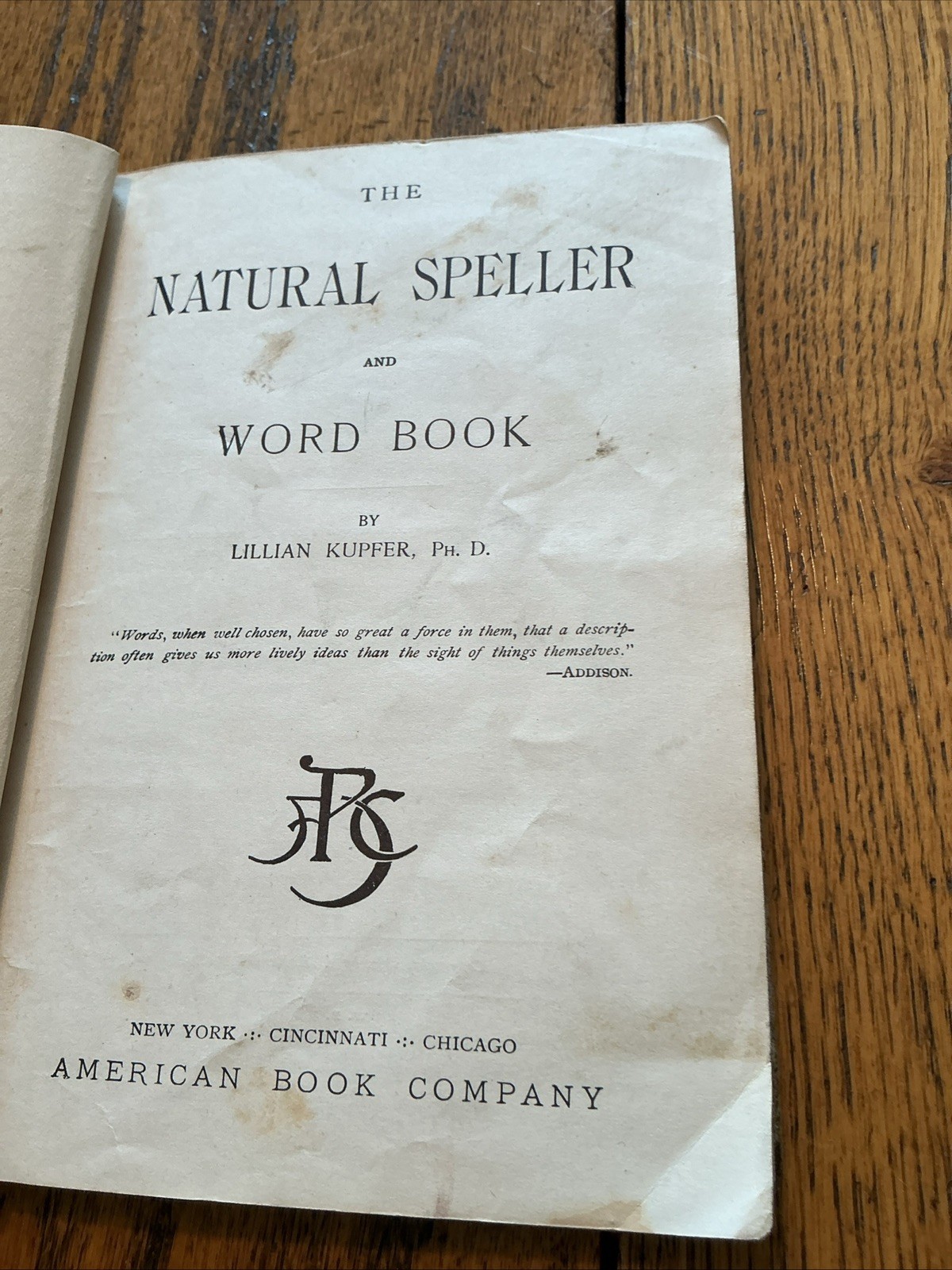 1890 The Natural Speller & Word Book by Kupfer Child’s OLD Handwriting Darling!
