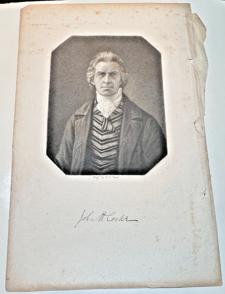 1853 Antique Engraving H.S. Sadd Portrait John H. Cocke Eminent Americans 13in
