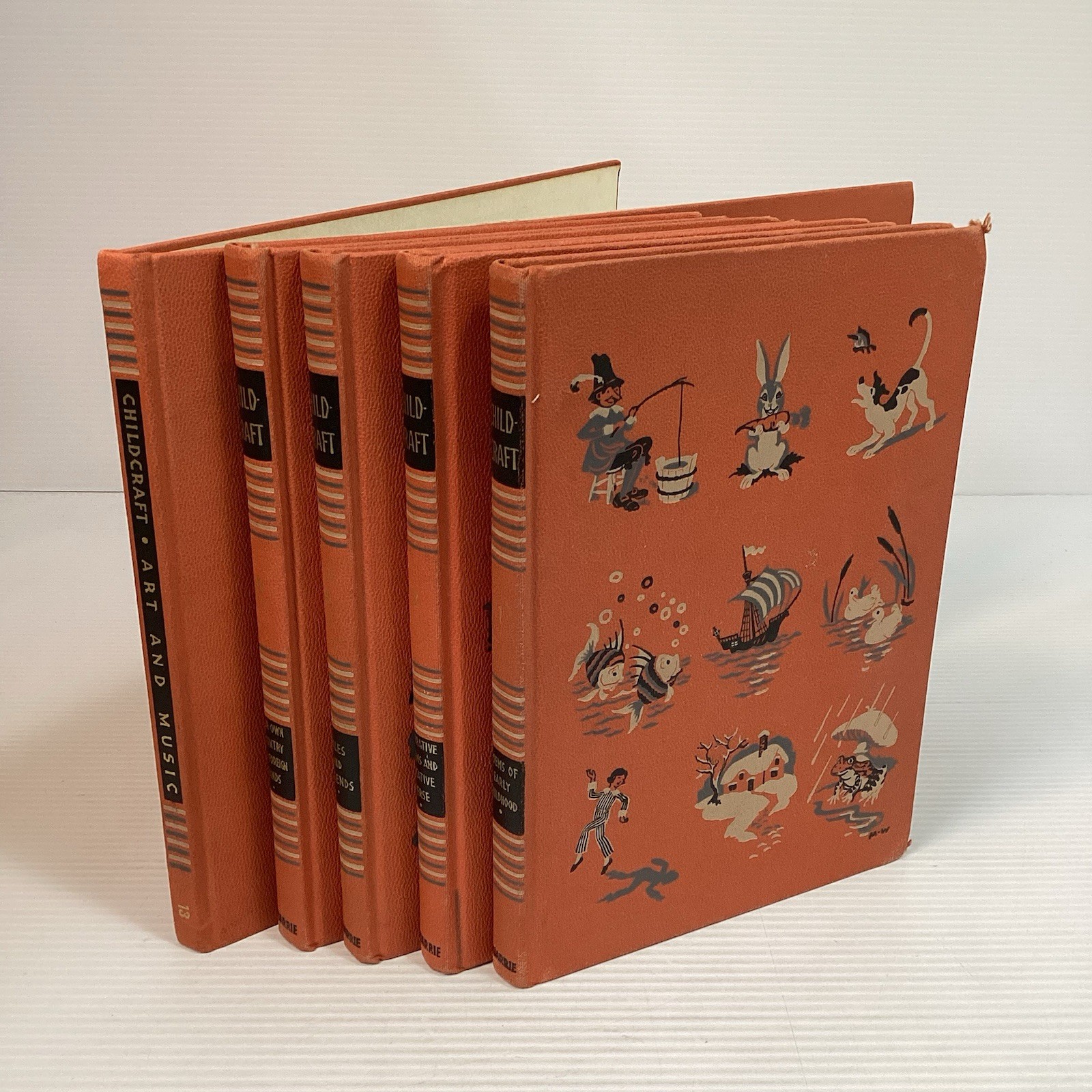 Vintage Childcraft Hardcover Books Vol 1,2,3,4, 13 (1947) Pre-Owned