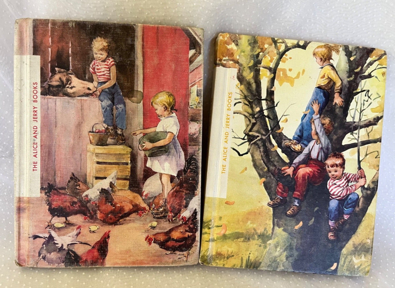 2 Vintage 1957 Alice & Jerry Books, Day In and Day Out & Round About HC