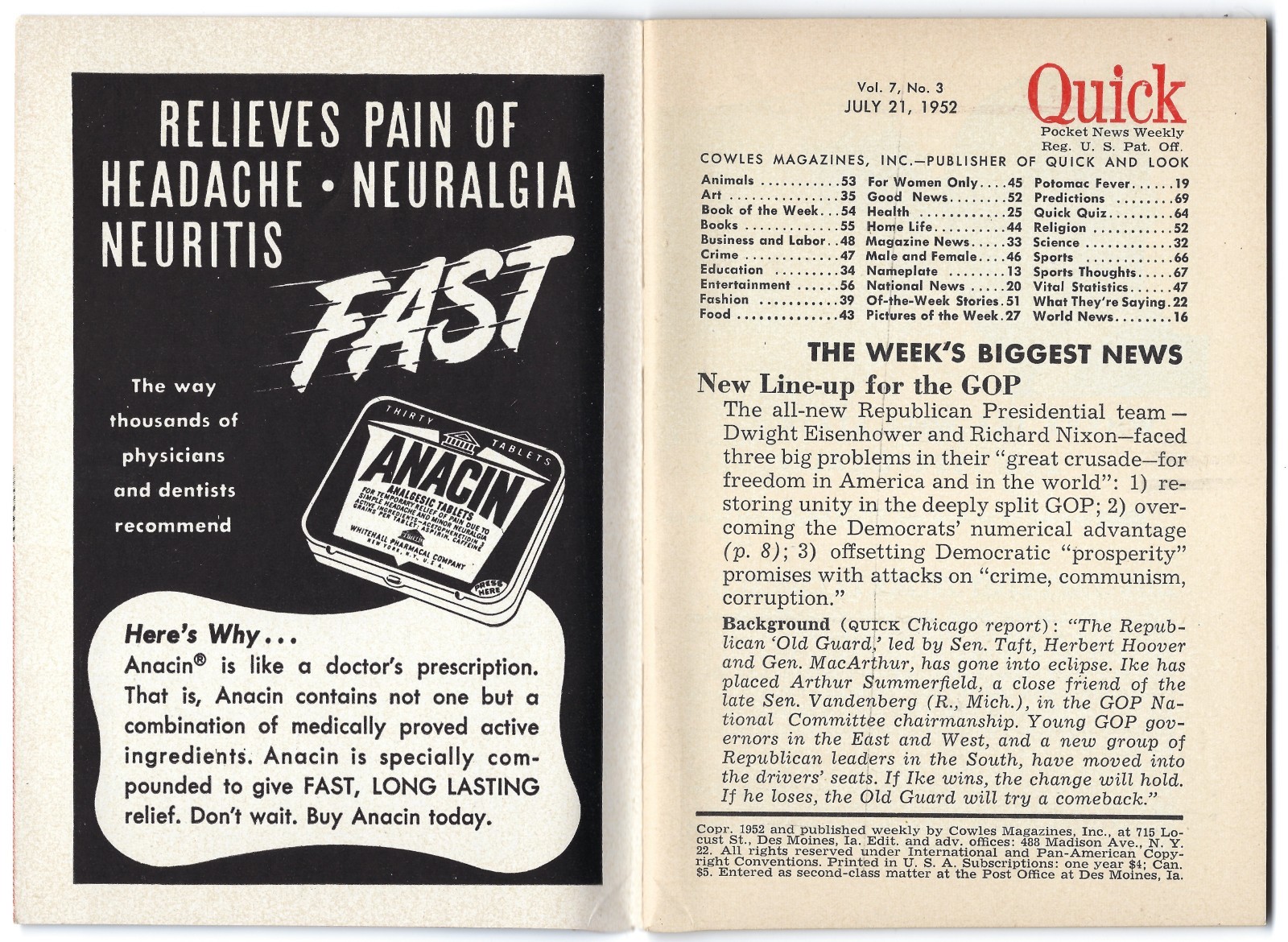 Quick News Weekly – Vol. 7 No. 3 – July 21, 1952