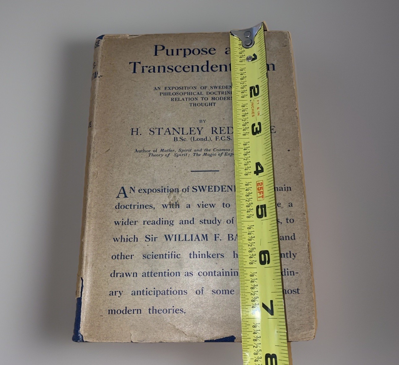 Vntg Purpose & Transcendentalism Antique Book 1920 1st Ed Redgrave Swedenborg