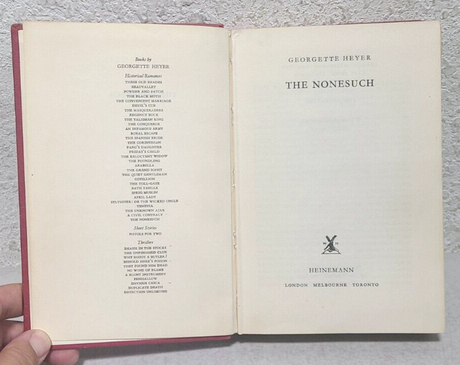 The Nonesuch Georgette Heyer HC Book 1962 Heinemann Regency Romance Novel Vtg