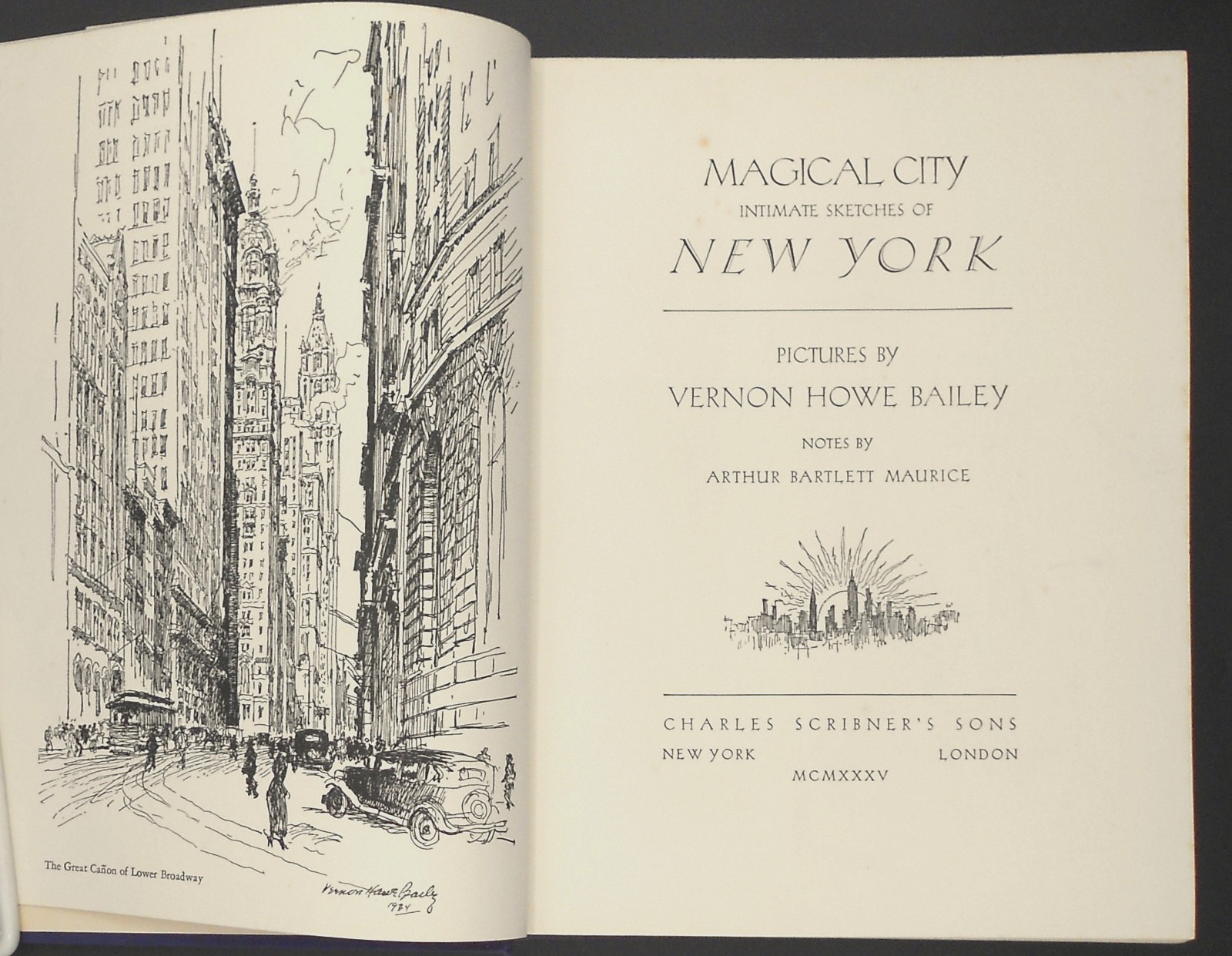 MAGICAL CITY: SKETCHES OF NY by HOWE BAILEY & MAUR1CE 1935 1ST/2ND HC VG-