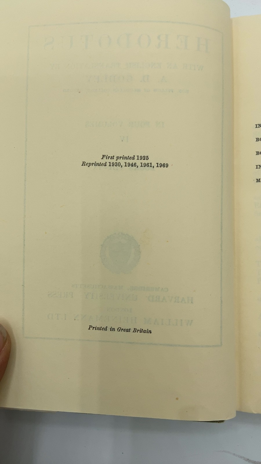 Herodotus (Loeb Classical Library, Volumes: I, II, IV) Herodotus; Translated …