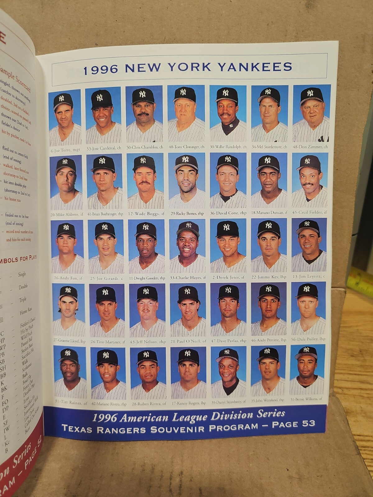 1996 Texas Rangers Vs New York Yankees Program,Division Series,Palmer,Witt