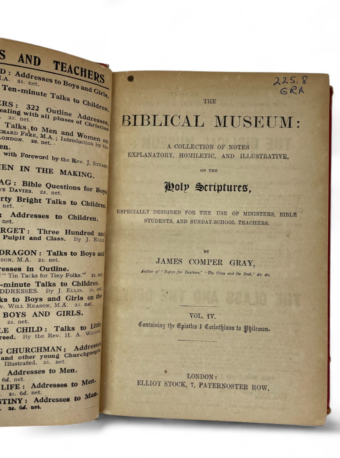 The Biblical Museum, James Comper Gray 5 Volume Set LONDON Elliot Stock 1870’s