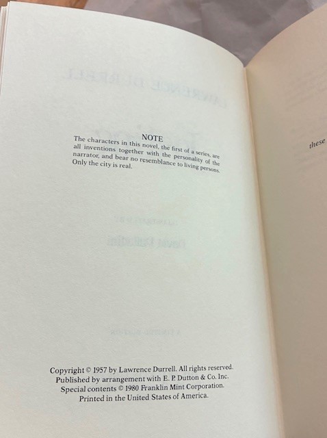 Franklin Library Signed Laurence Durrell JUSTINE Leather bound 1980 limited ed