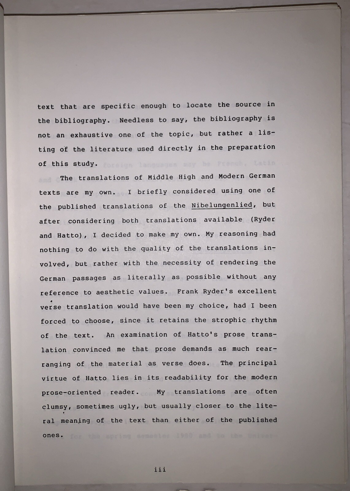ORIGINAL TYPESCRIPT, 1983, THE NIBELUNGENLIED, by EDWARD R HAYMES, GERMANIC EPIC