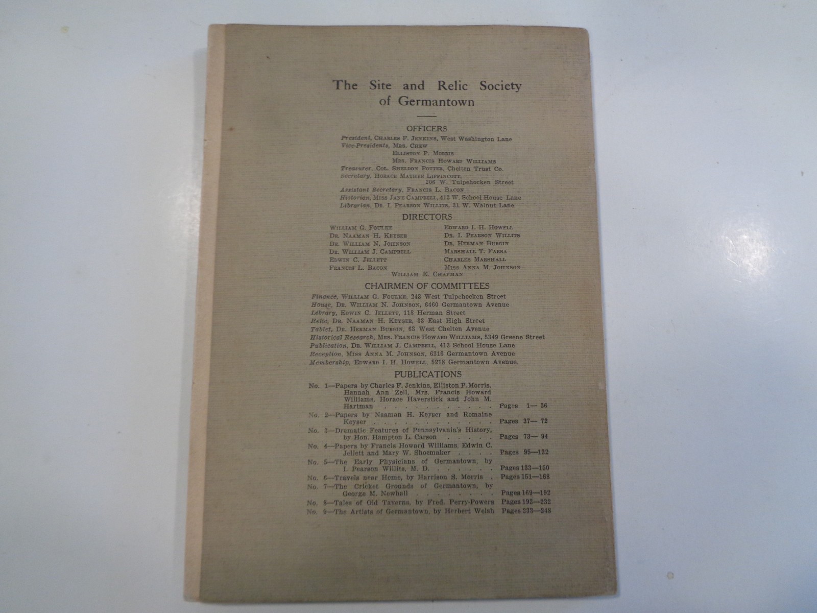 Antique 1914 Gardens and Gardeners of Germantown, Philadelphia History RARE!