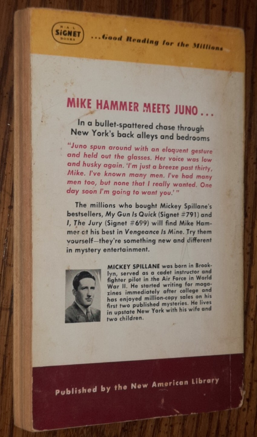 Vengeance is Mine by Mickey Spillane A Mike Hammer Mystery Signet Books 852