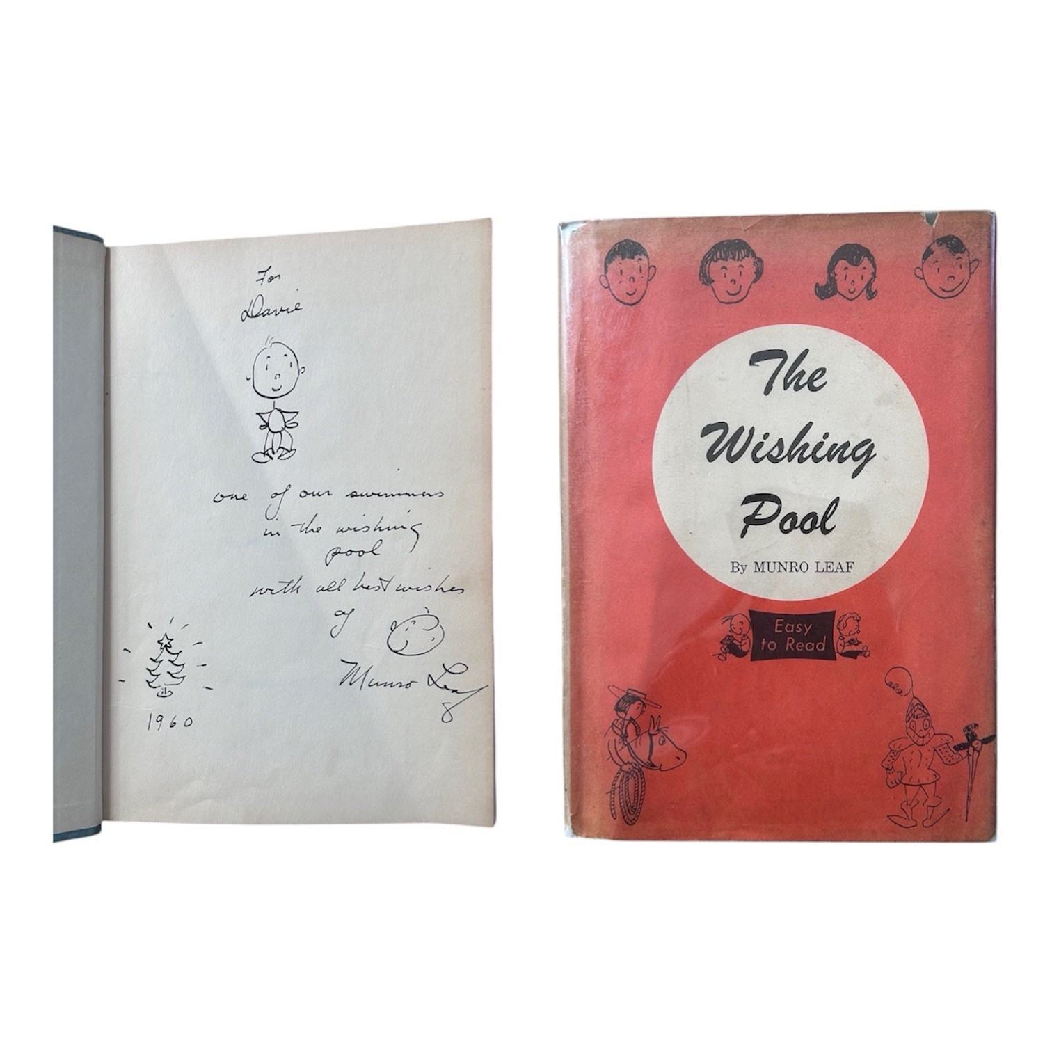 1960 (Signed w/ Original Sketches) THE WISHING POOL Munro Leaf Scarce Vtg Book