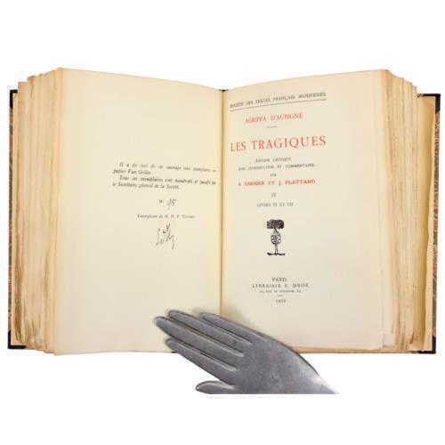 French Fine Binding AGRIPPA D’AUBIGNE TRAGEDY Hand Numbered Leather Vol 3-4 1932