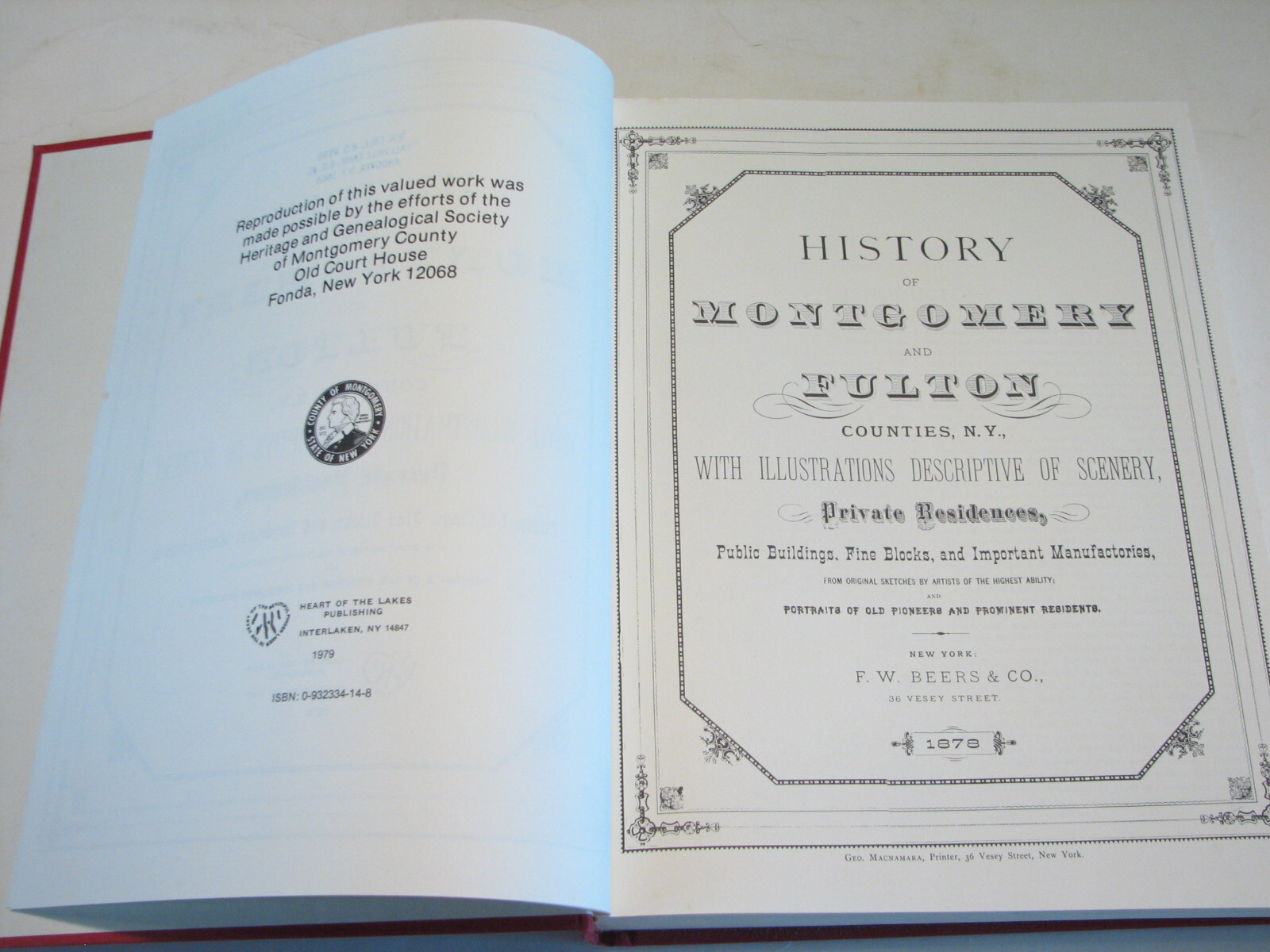 History Montgomery & Fulton Counties New York NY 1878 reprint Fonda Johnstown