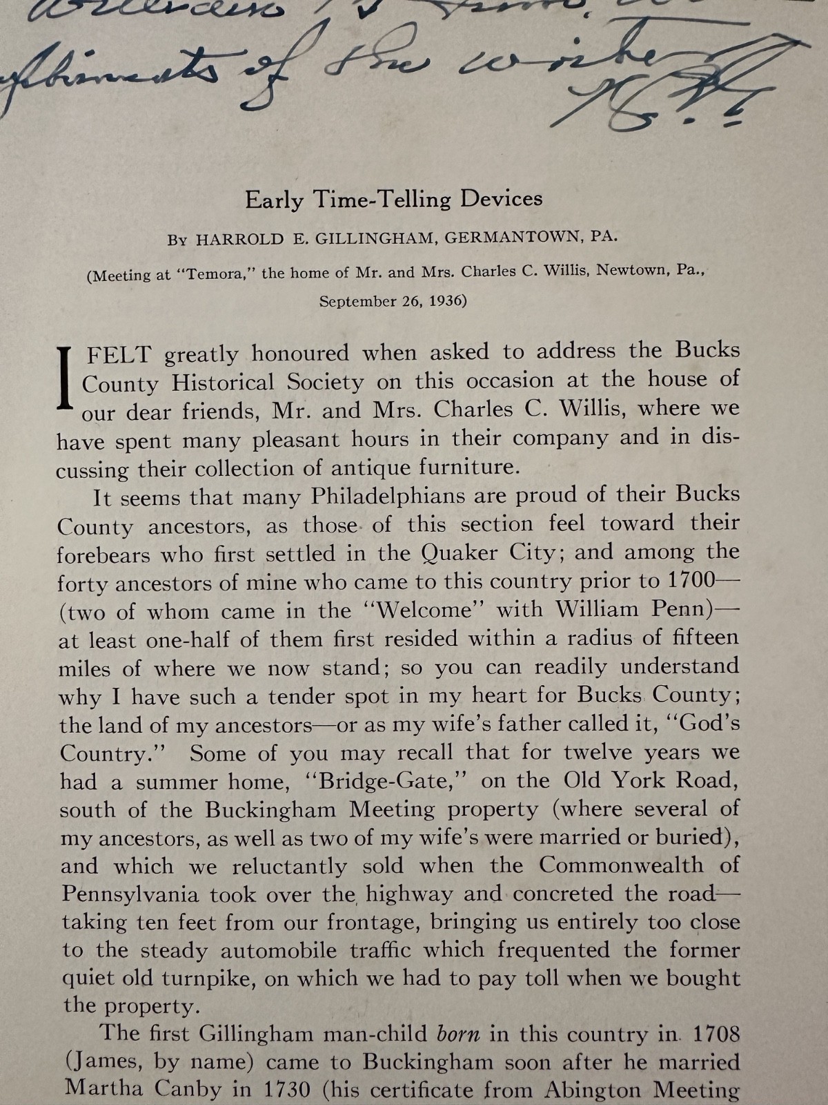 Early Time Telling Devices Gillingham 1936 Bucks County Historical sundial study