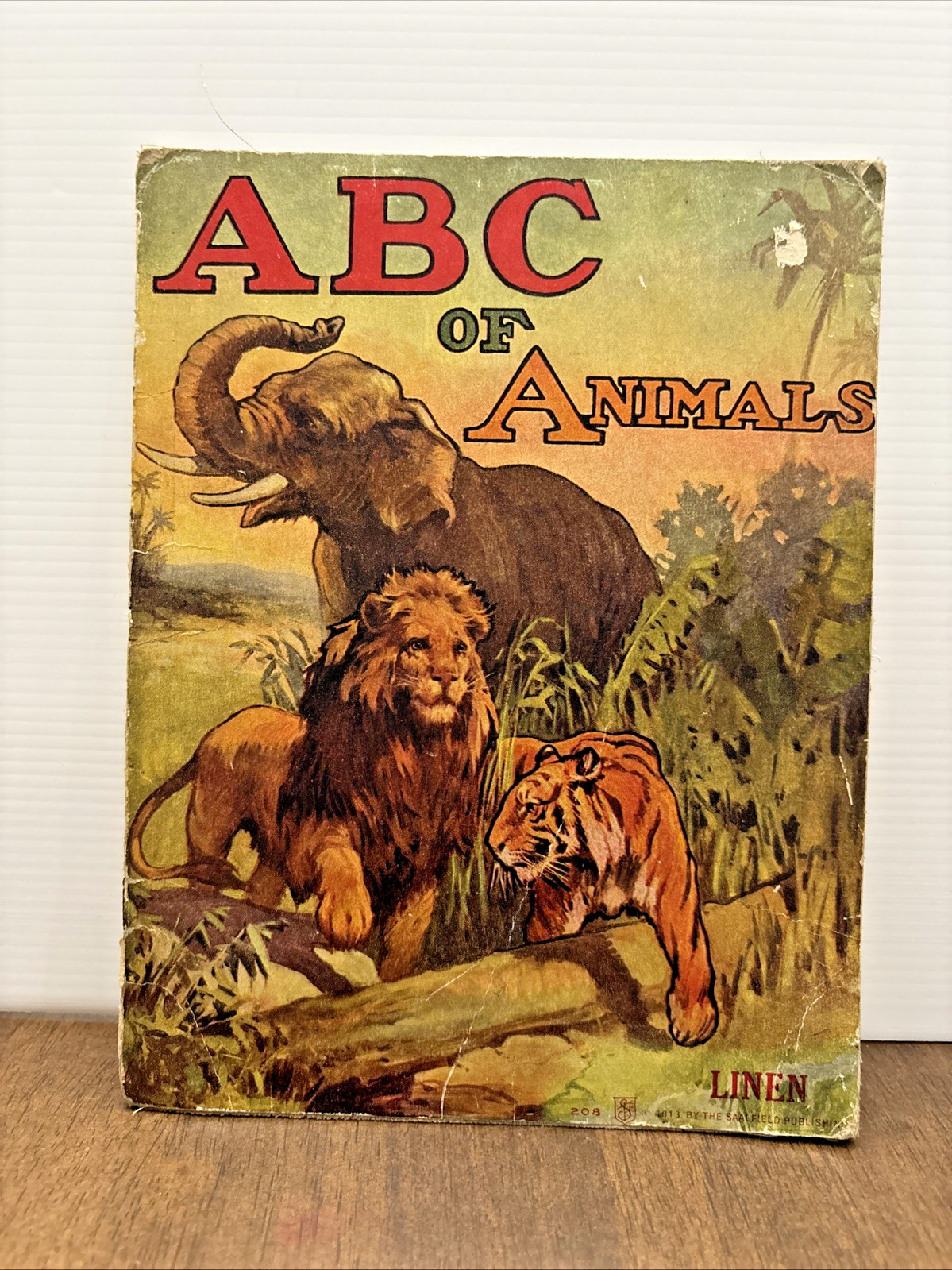 Antique Linen Children’s Book ABC of Animals 1913 Saalfield Publishing
