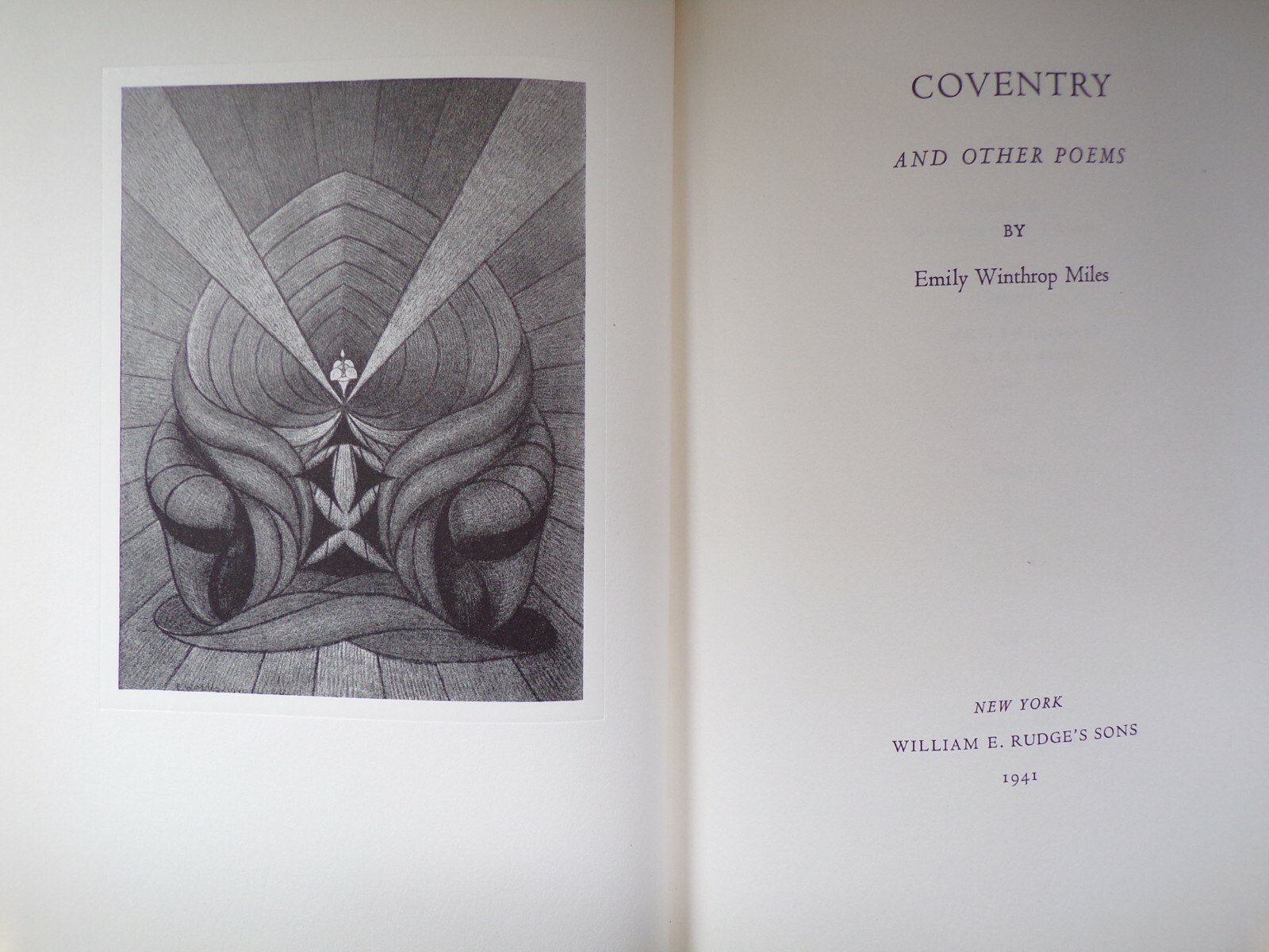 Emily Winthrop Miles ~ Coventry and Other Poems ~ 1st/1st ~ HC/DJ ~ 1941
