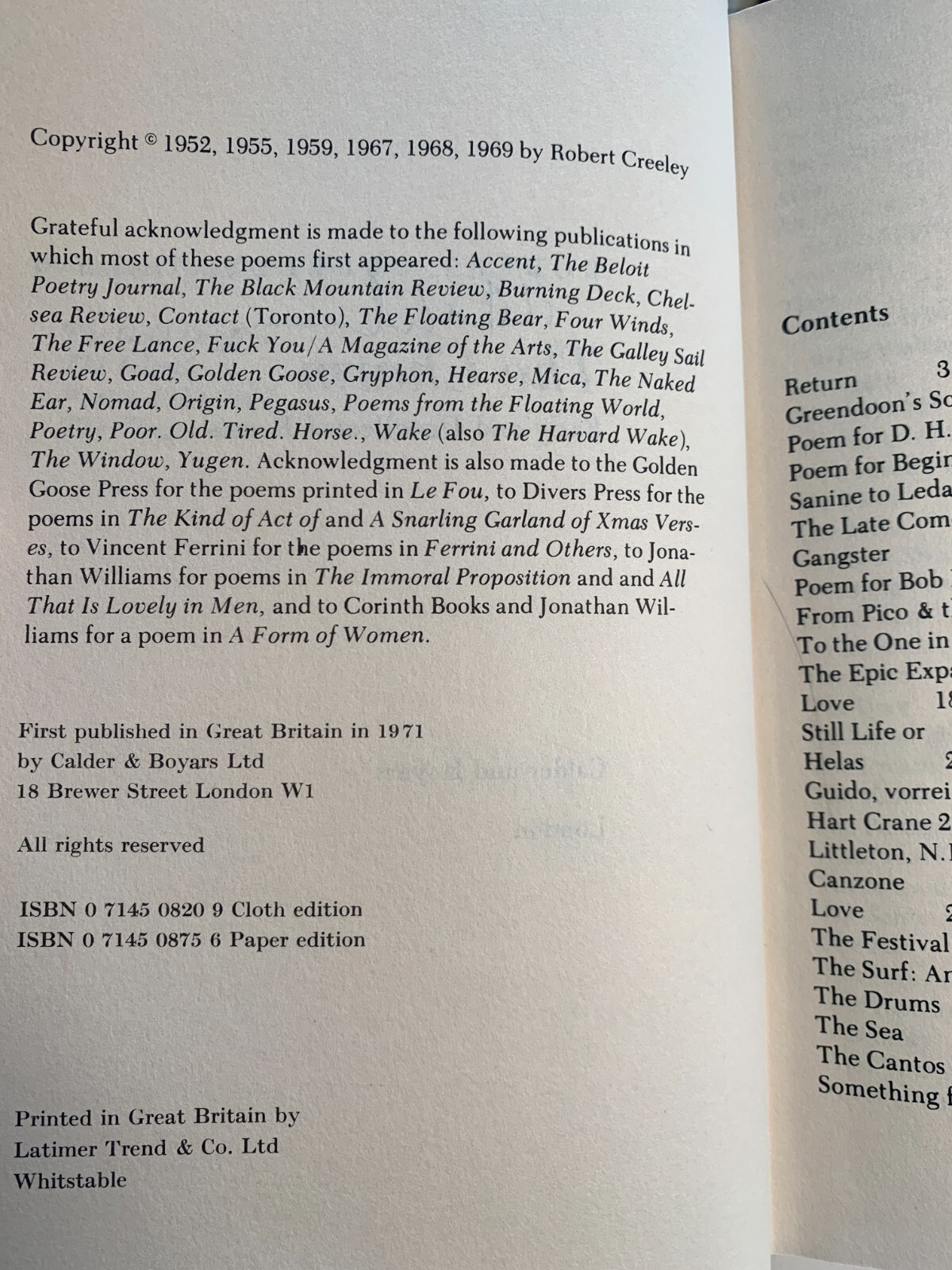 Robert CREELEY / The Charm Early and Uncollected Poems Signed 1st Edition 1971
