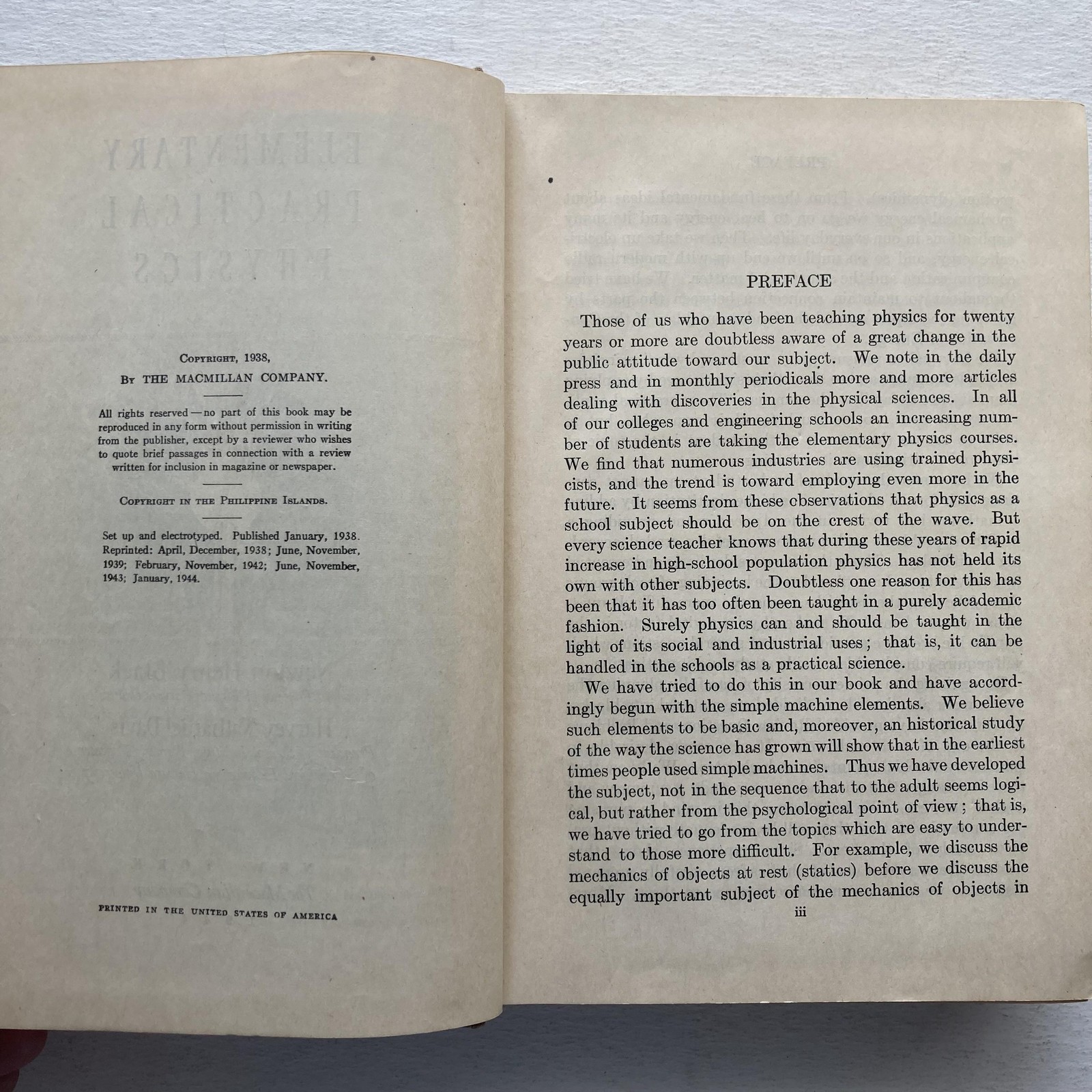 Vintage 1944 Elementary Practical Physics Black Davis Gray Cloth HC Illus