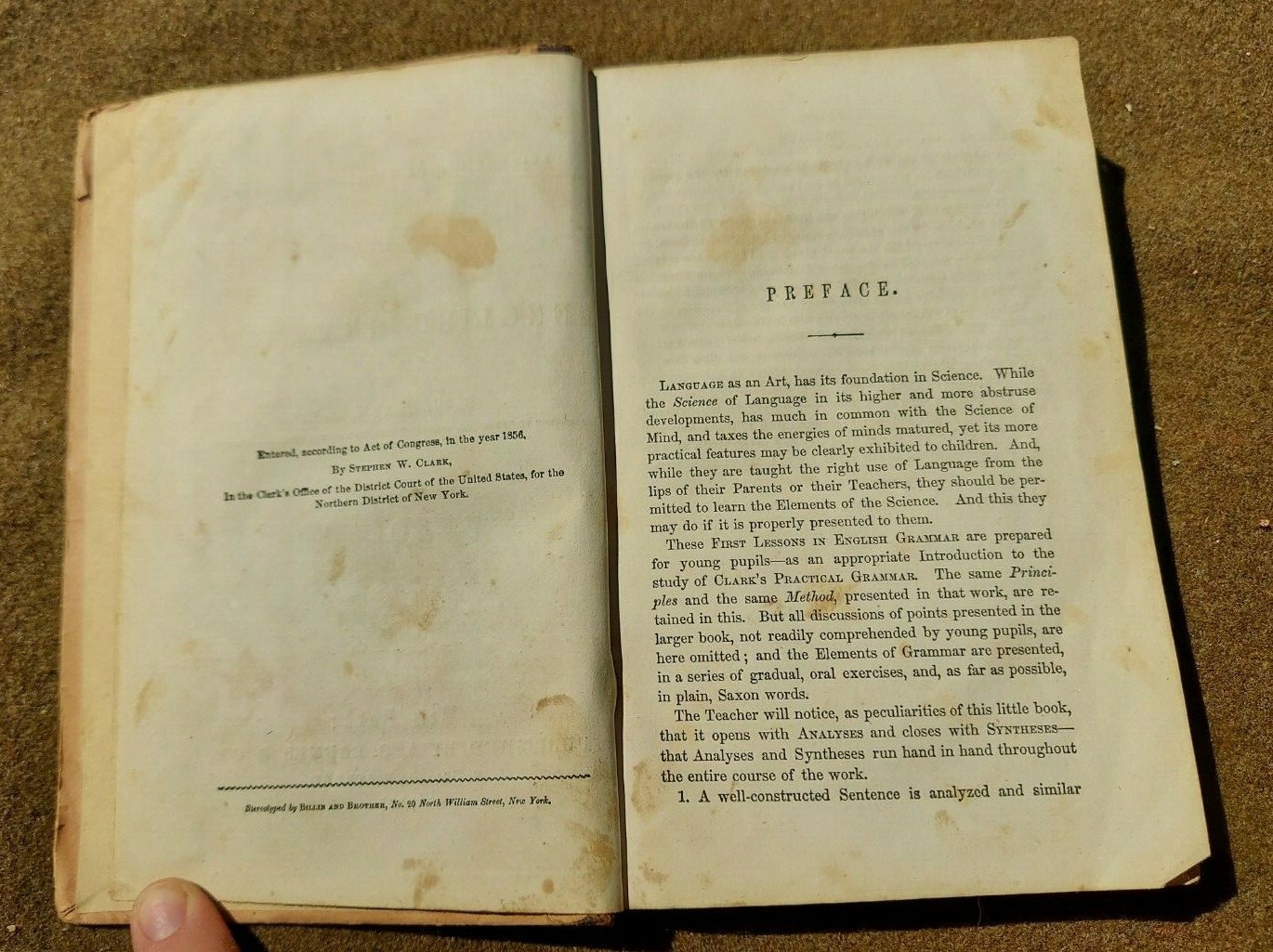 1857 First Lessons in English Grammar~S.W. Clark~A.S. Barnes & Co.