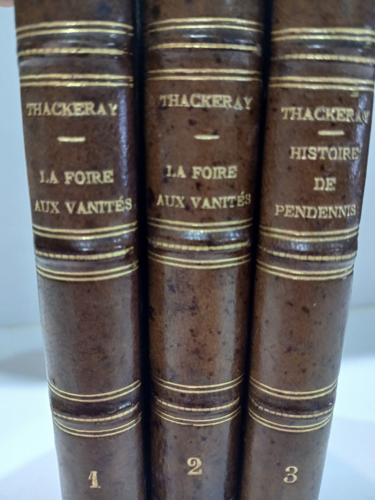 3 Volume Lot of Thackery Novels in French 1870’s-1880’s Editions