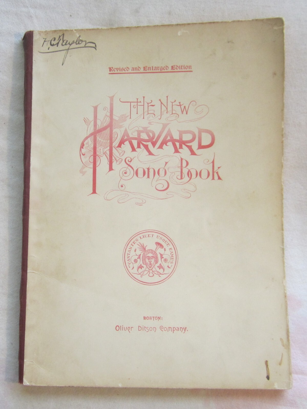 The NEW HARVARD SONG BOOK — Revised & Enlarged Edition — OLIVER DITSON, 1896