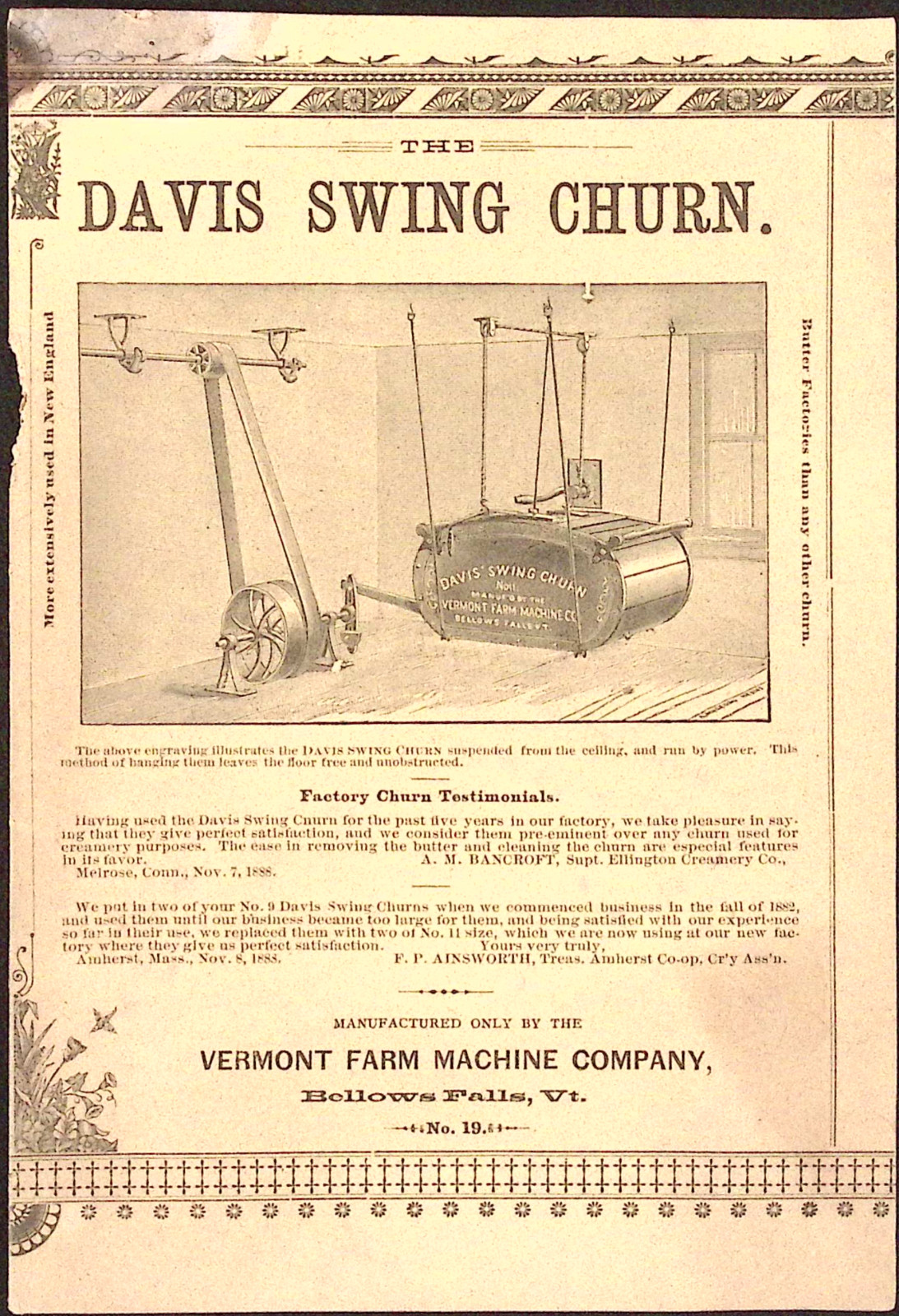 c1890 Vermont Farm Machine Co Bellows VT Catalog Davis Swing Churn Eureka Butter