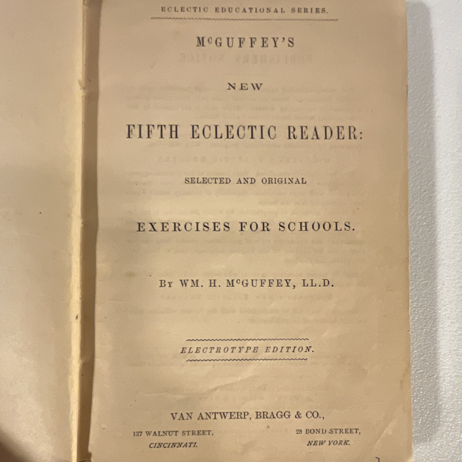 McGuffey’s Fifth Eclectic Reader Hardcover Original school book, 1890s-1920s