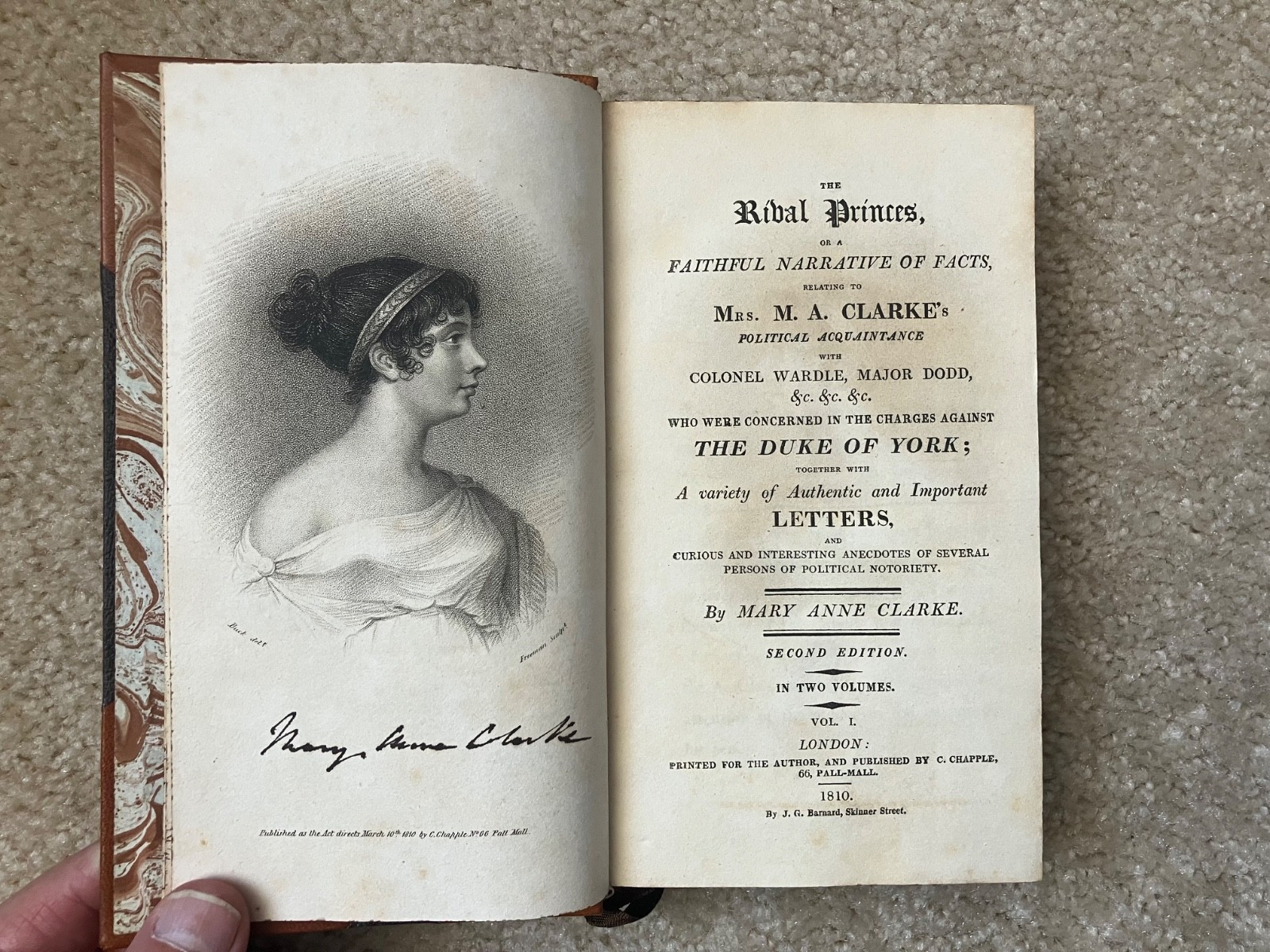 1810 The Rival Princes Mary Anne Clarke Signed Very Beautiful Copy Fine Binding