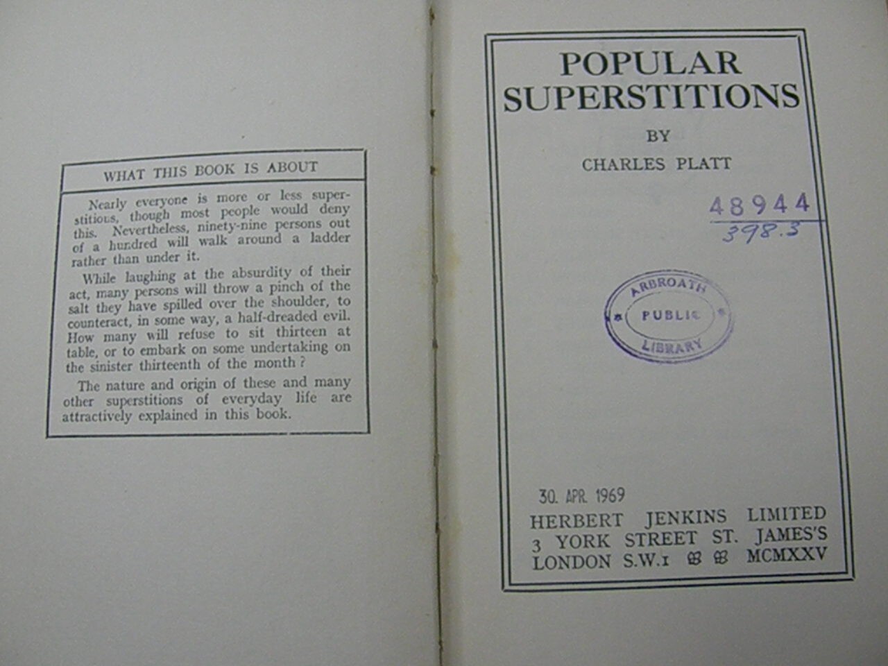 Popular Superstitions – Platt OCCULT FOLKLORE TRADITIONS MYTH LEGEND WITCHCRAFT